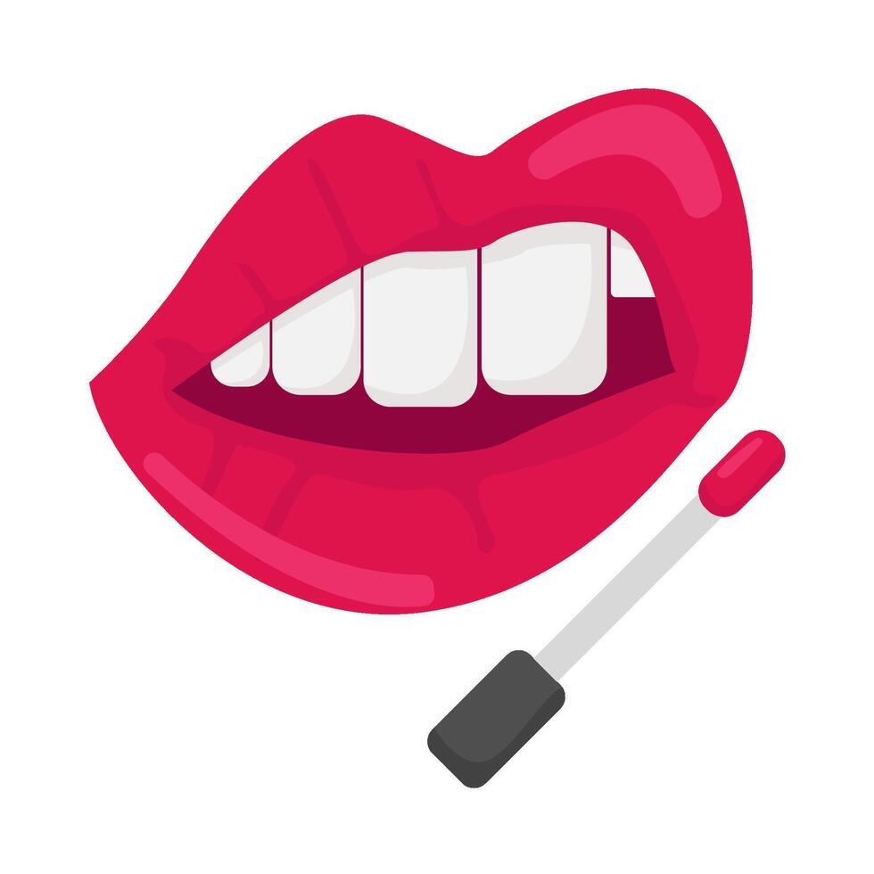 lips pink with lip gloss illustration vector