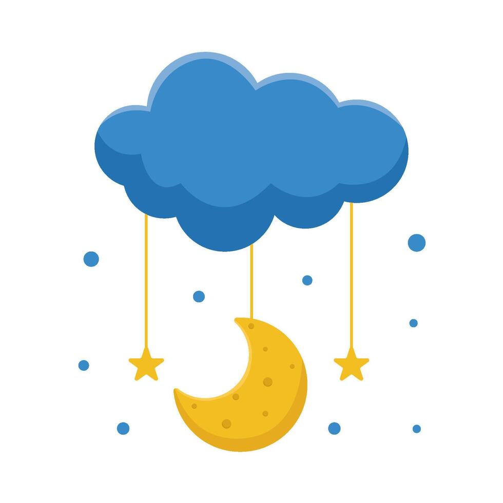 moon with star in cloud illustration vector