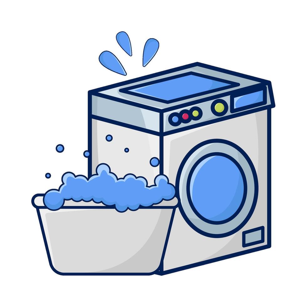 washing machine with bassin illustration vector