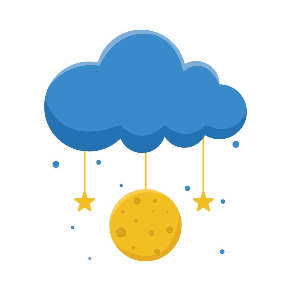 moon with star hanging in cloud illustration vector