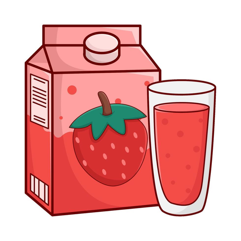 caja fresa jugo con vaso fresa jugo ilustración vector