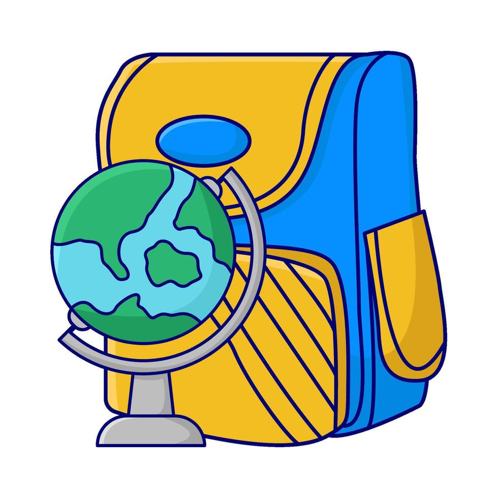 backpack school with globe illustration vector