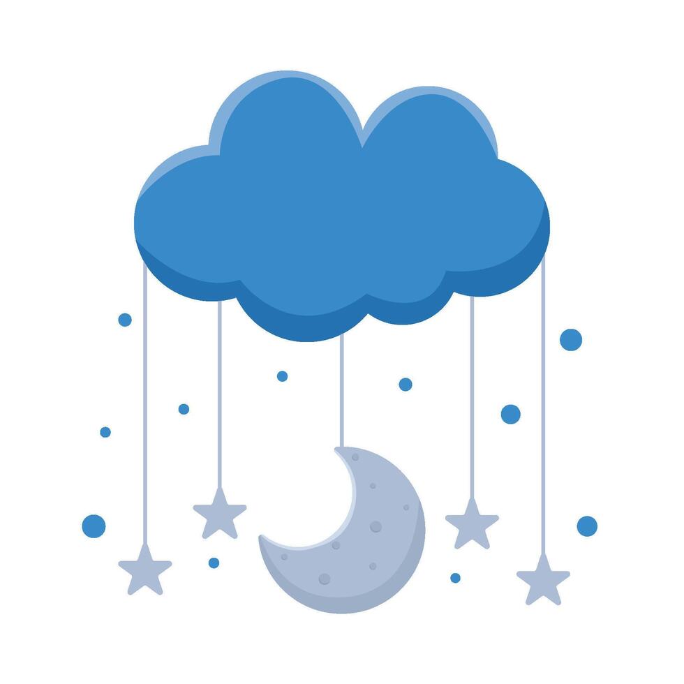 moon with star hanging in cloud illustration vector