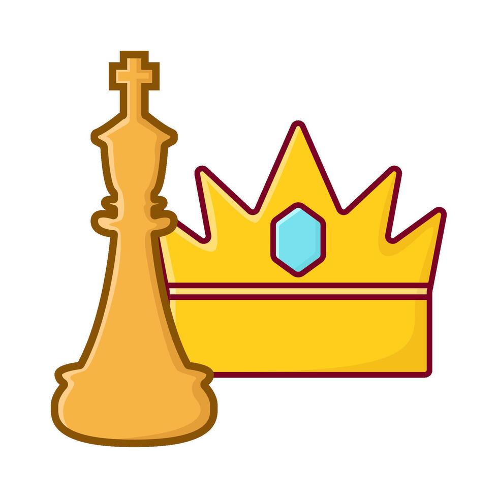 king chess with crown illustration vector