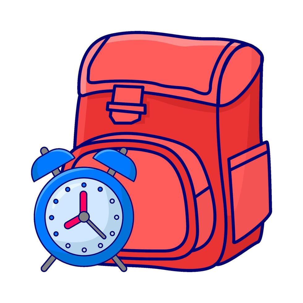 backpack with time illustration vector