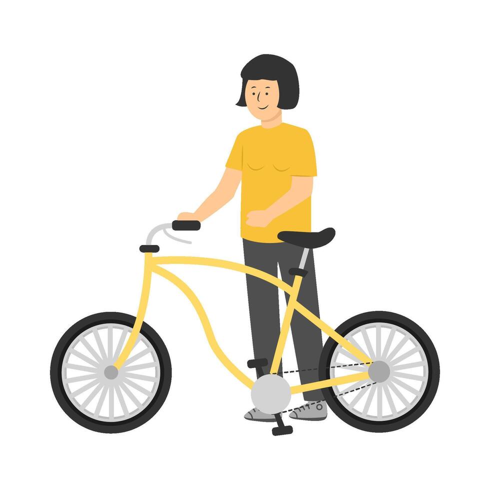 person with bicycle illustration vector