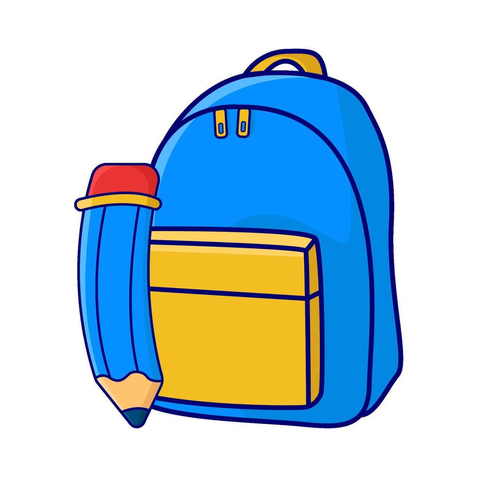 backpack with pencil illustartion vector