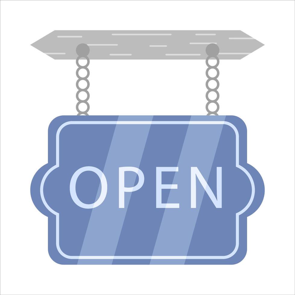 open in sign board  hanging illustration vector