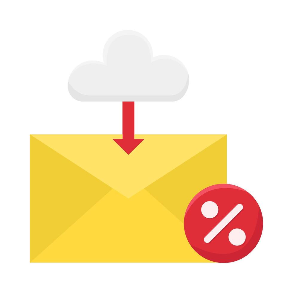 correo, rebaja con nube datos ilustración vector