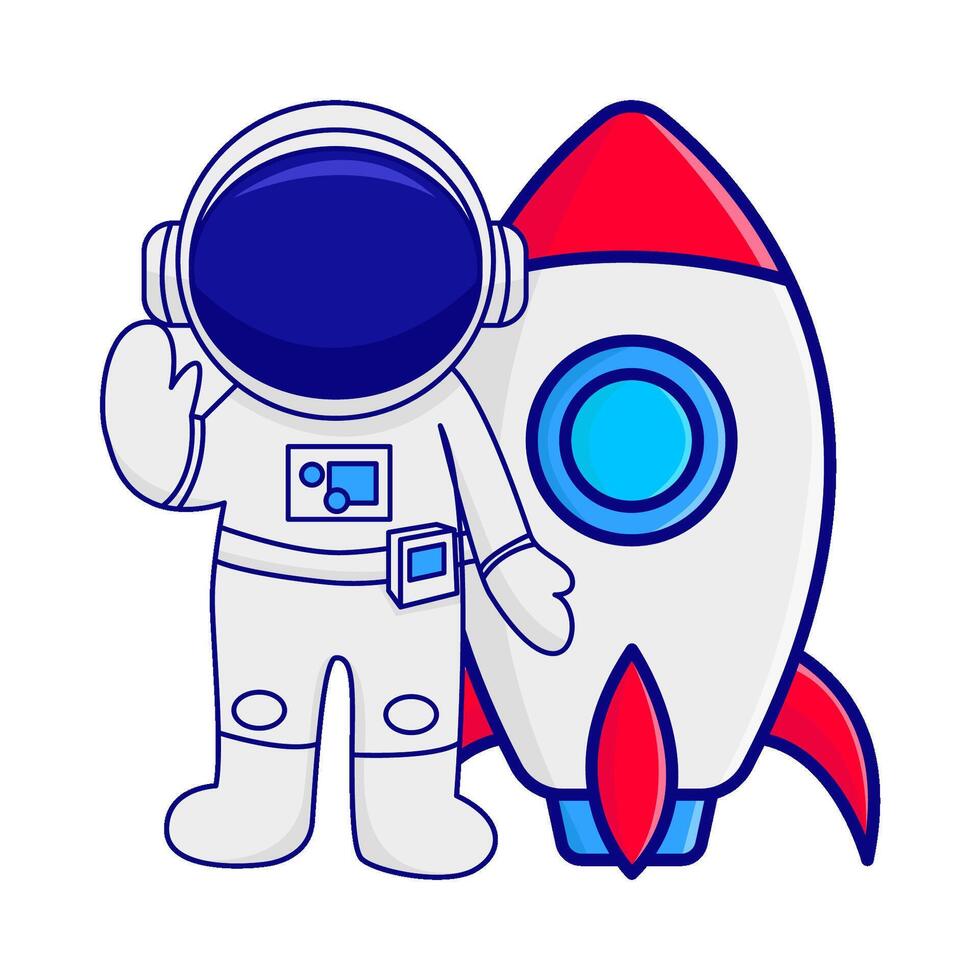 rocket with astronaut illustration vector