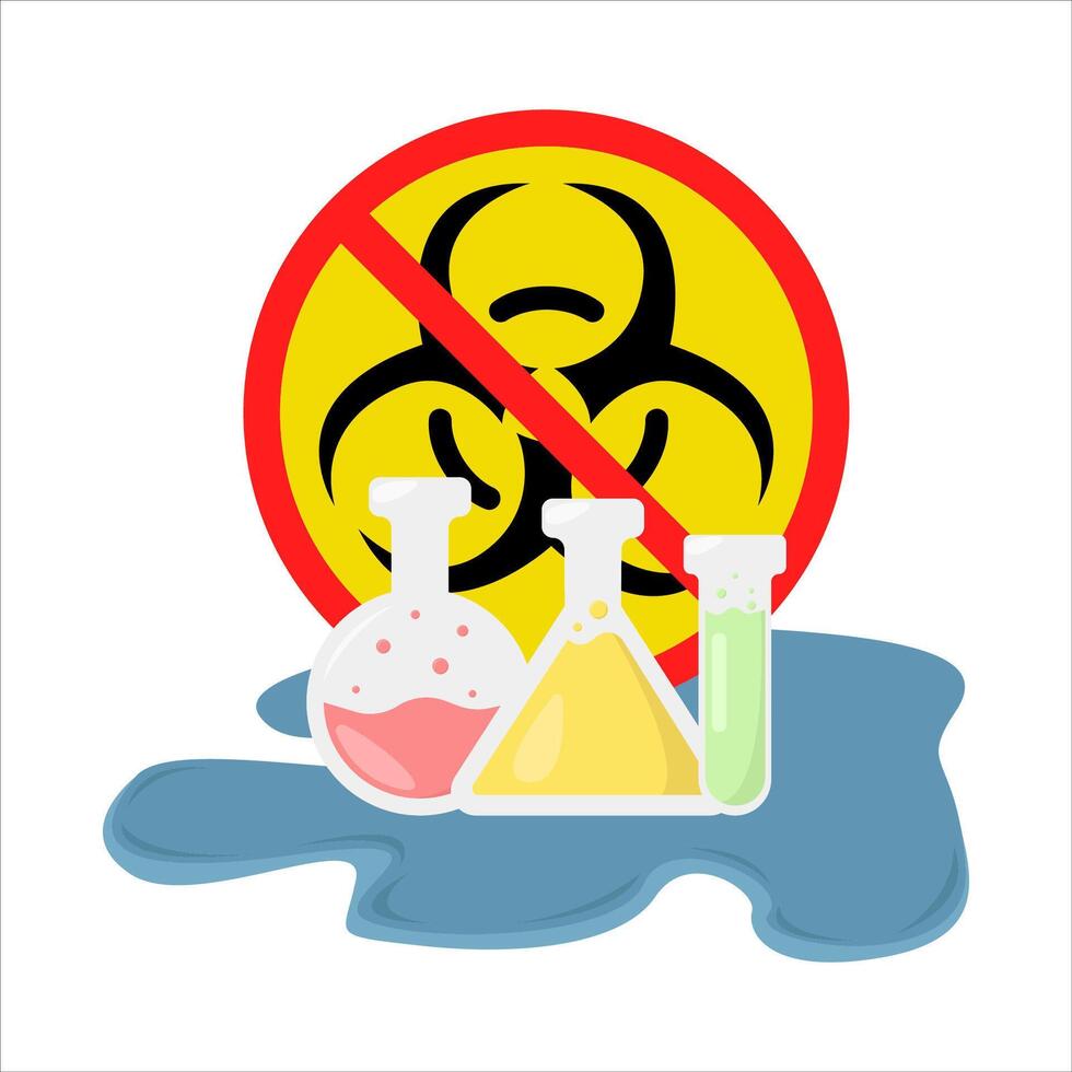radiation in  no sign board with  potion illustration vector