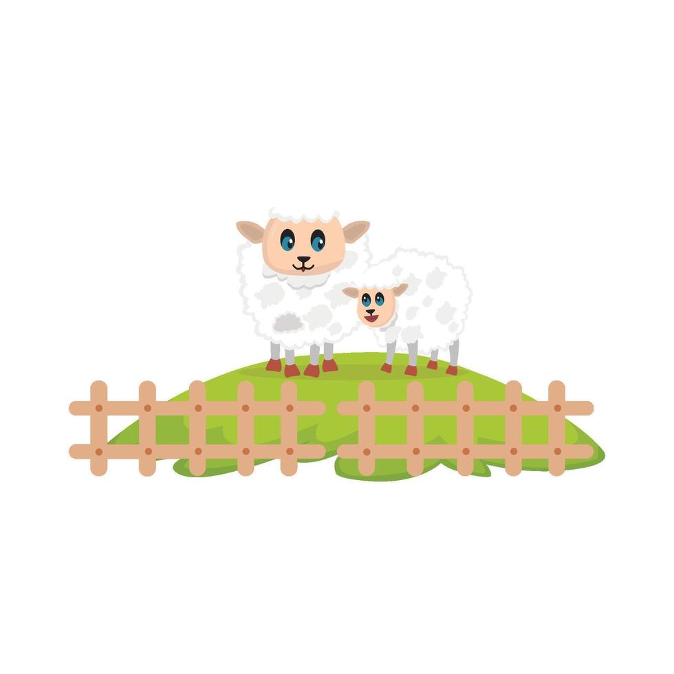 ilustración de oveja en el jardín vector