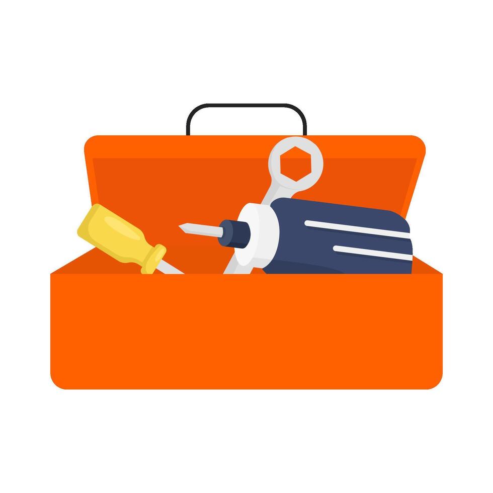 construction tools in box  illustration vector