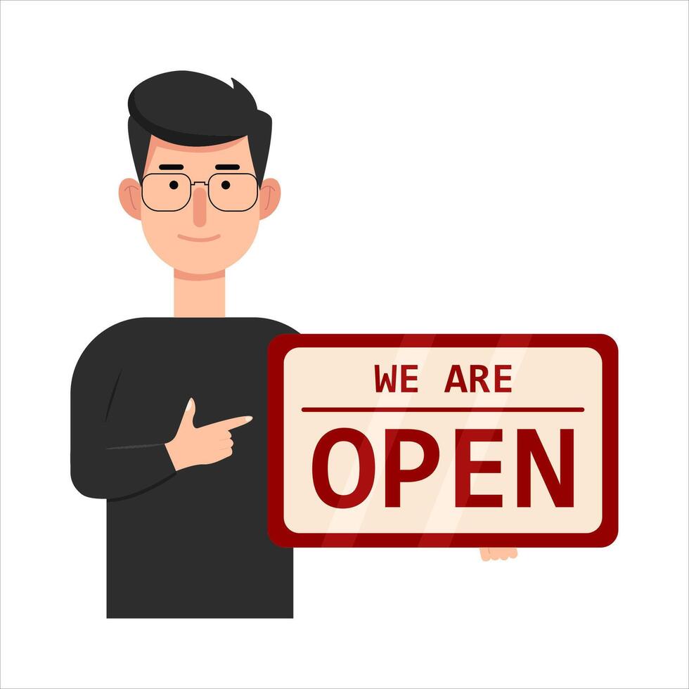 open board in person illustration vector