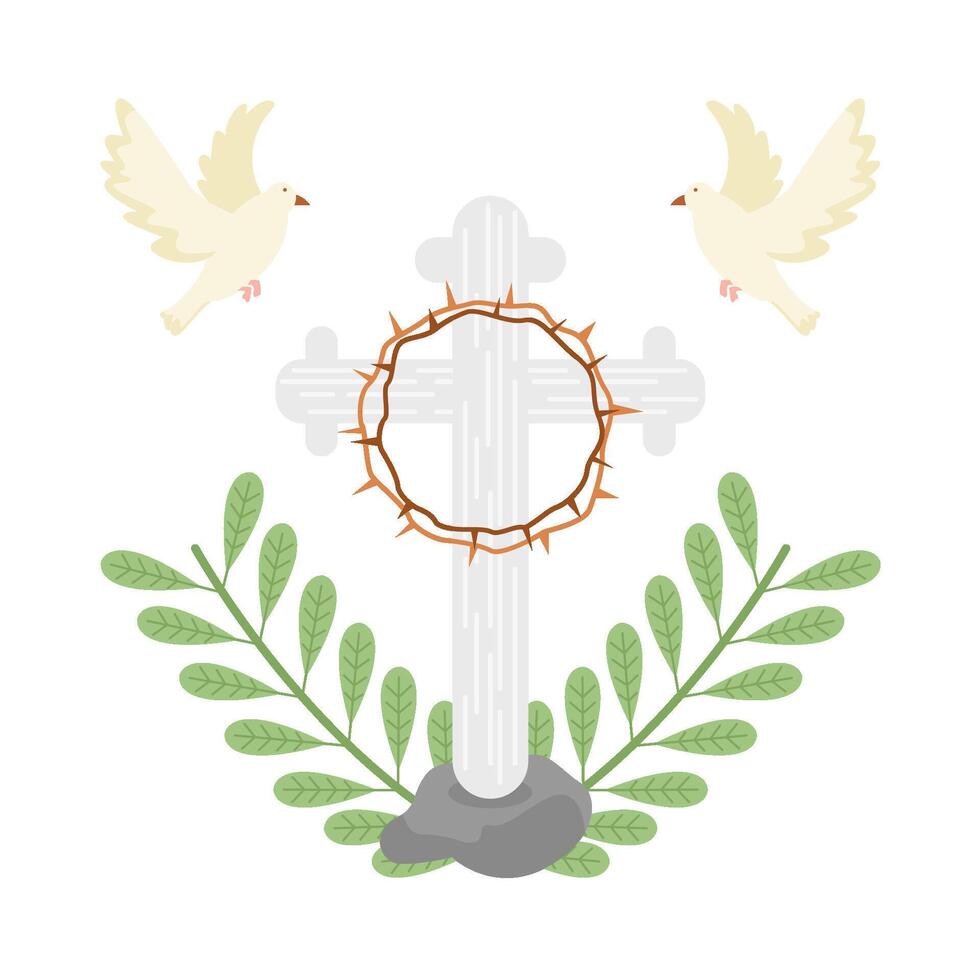 cristiano cruzar religioso con pájaro ilustración vector