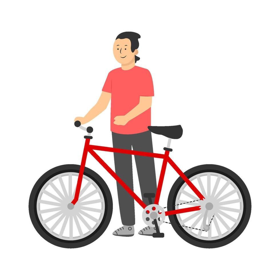 person with bicycle illustration vector