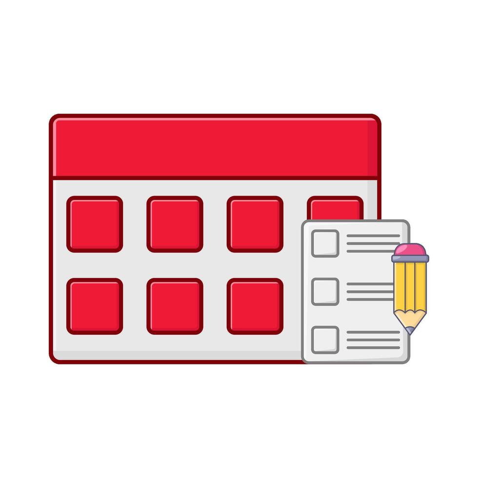 task list, pencil with calendar illustration vector