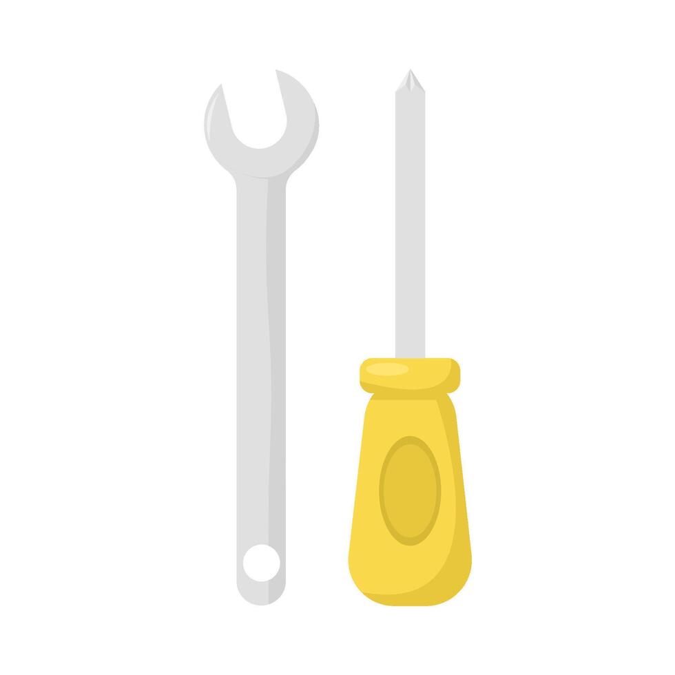 wrench tools with screwdriver illustration vector