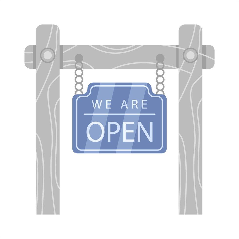 open in sign board  hanging illustration vector