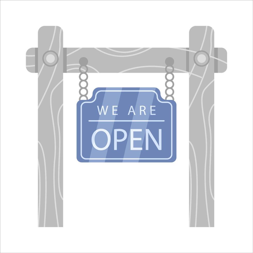 open in sign board  hanging illustration vector