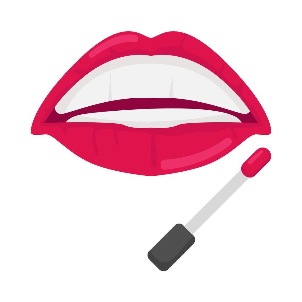 lips with lip gloss  illustration vector