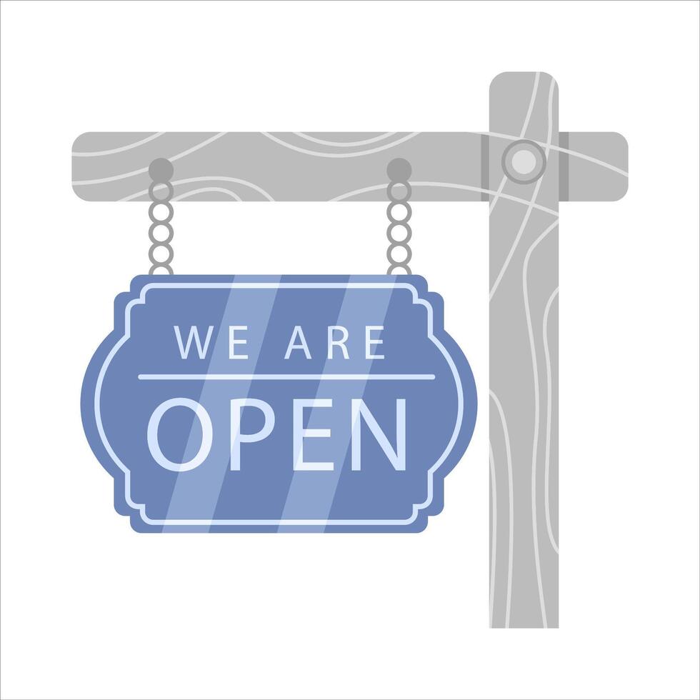open in sign board  hanging illustration vector