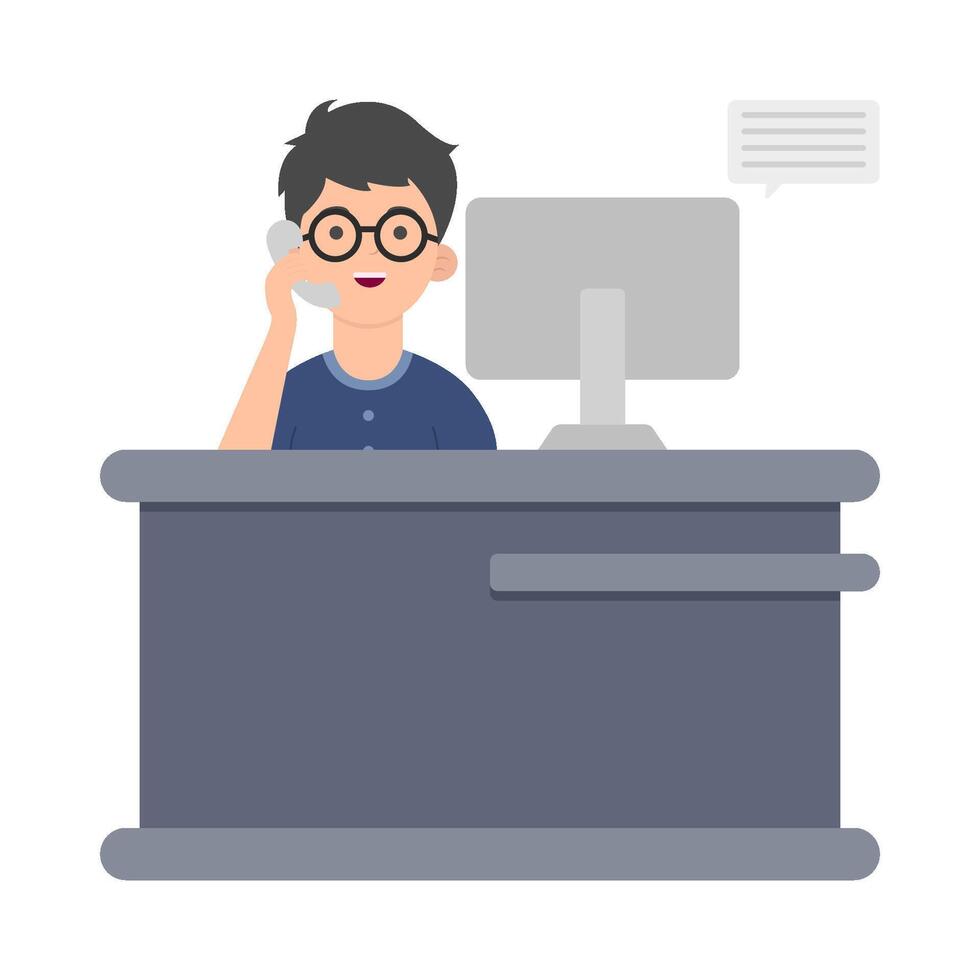 front desk  in table work illustration vector