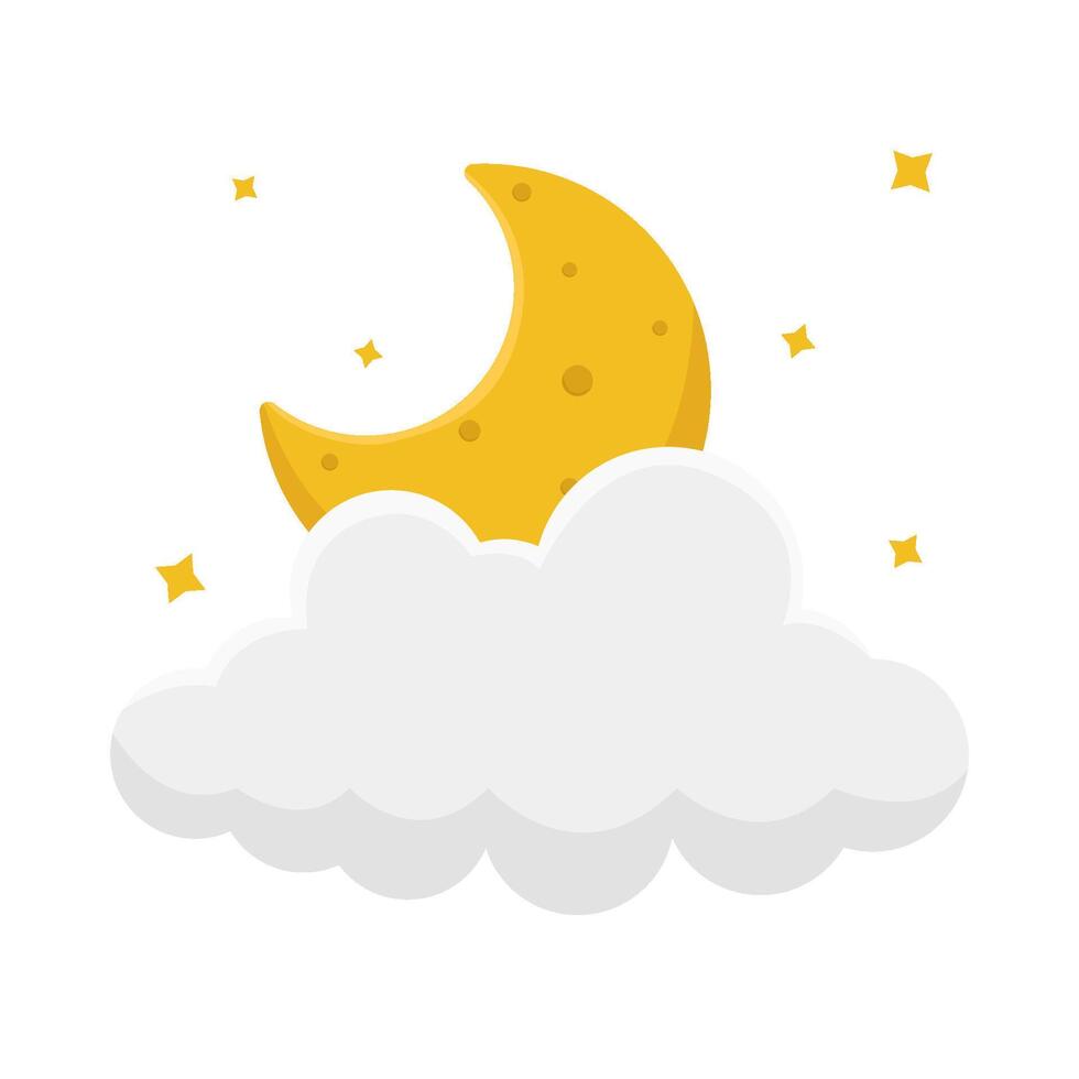 cloud moon with sparkle illustration vector