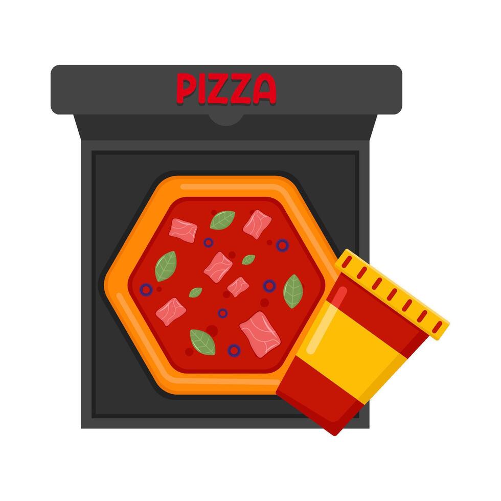 Illustration of pizza and soda vector