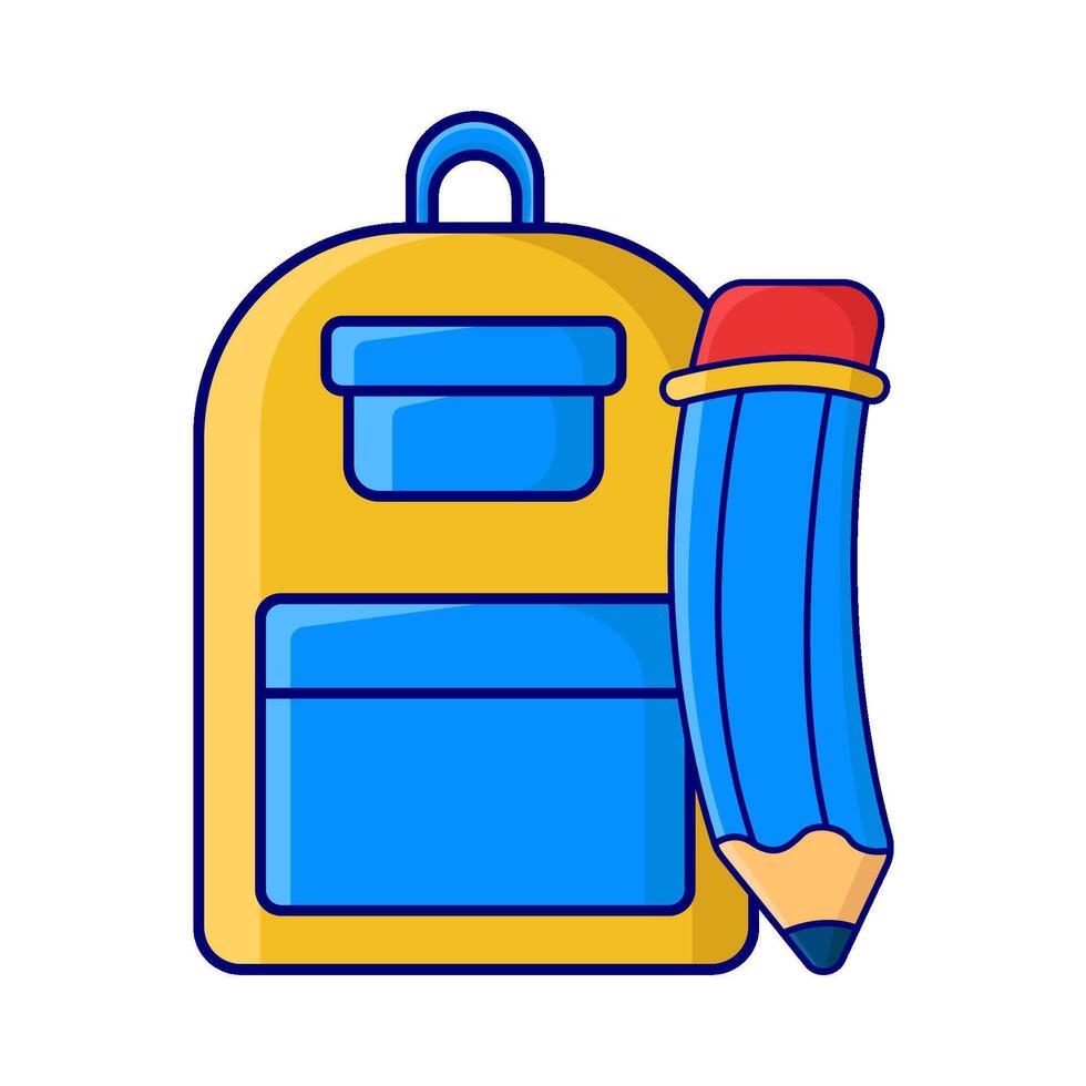 backpack with pencil illustartion vector