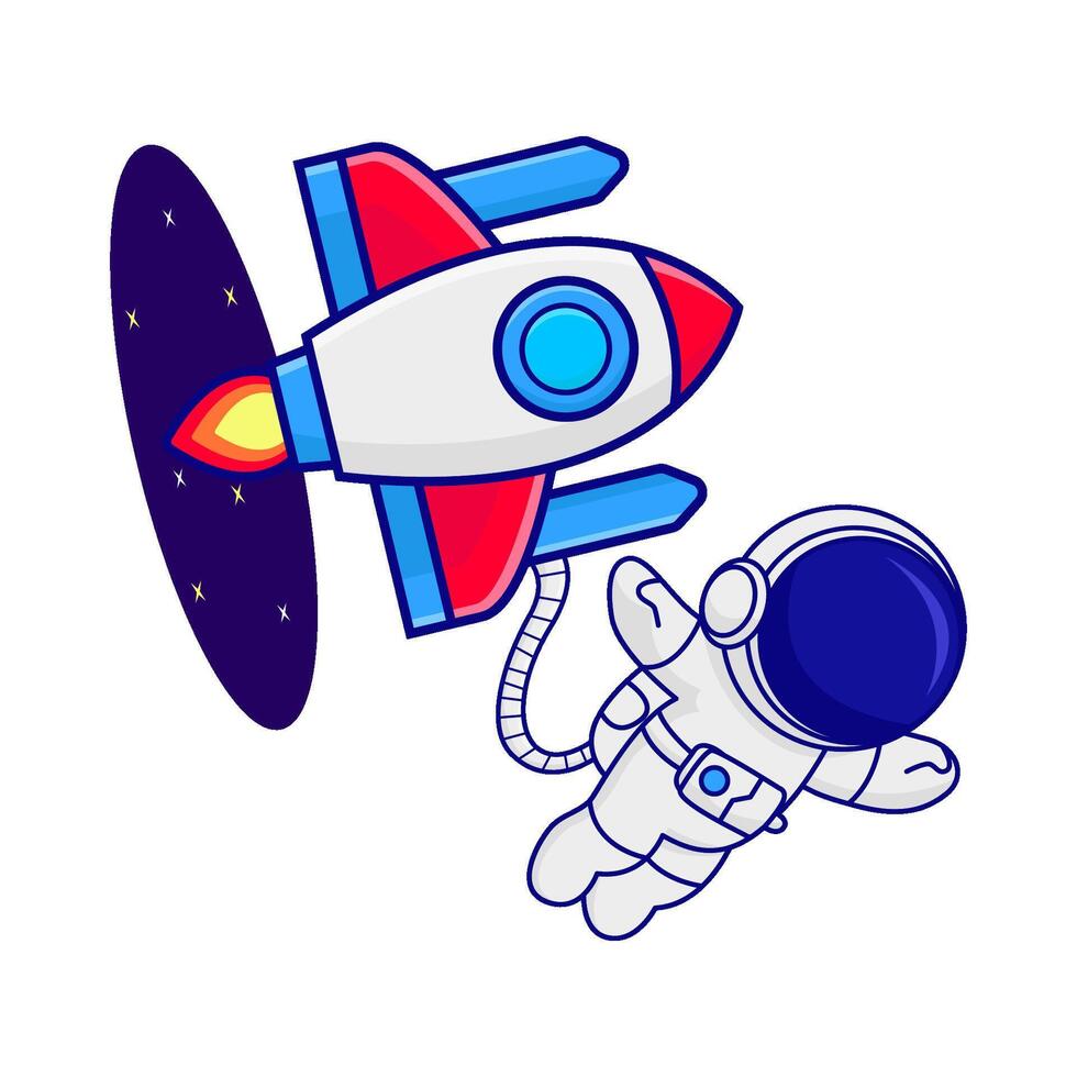 cohete con astronauta ilustración vector