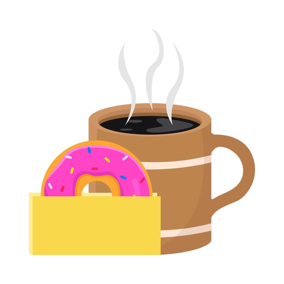 coffee drink with donuts illusration vector