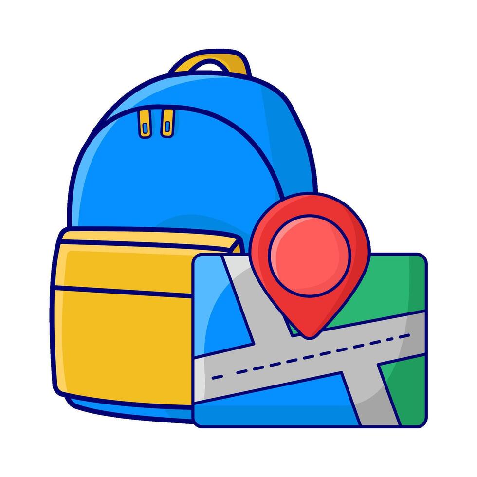 backpack school with maps illustration vector