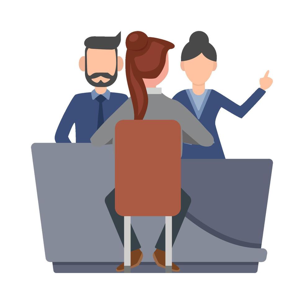 front desk women with man serve customers vector