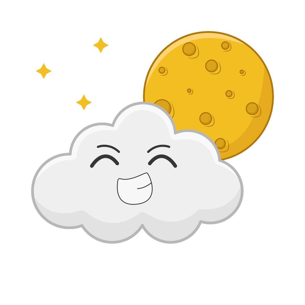 moon cloud with sparkle illustration vector