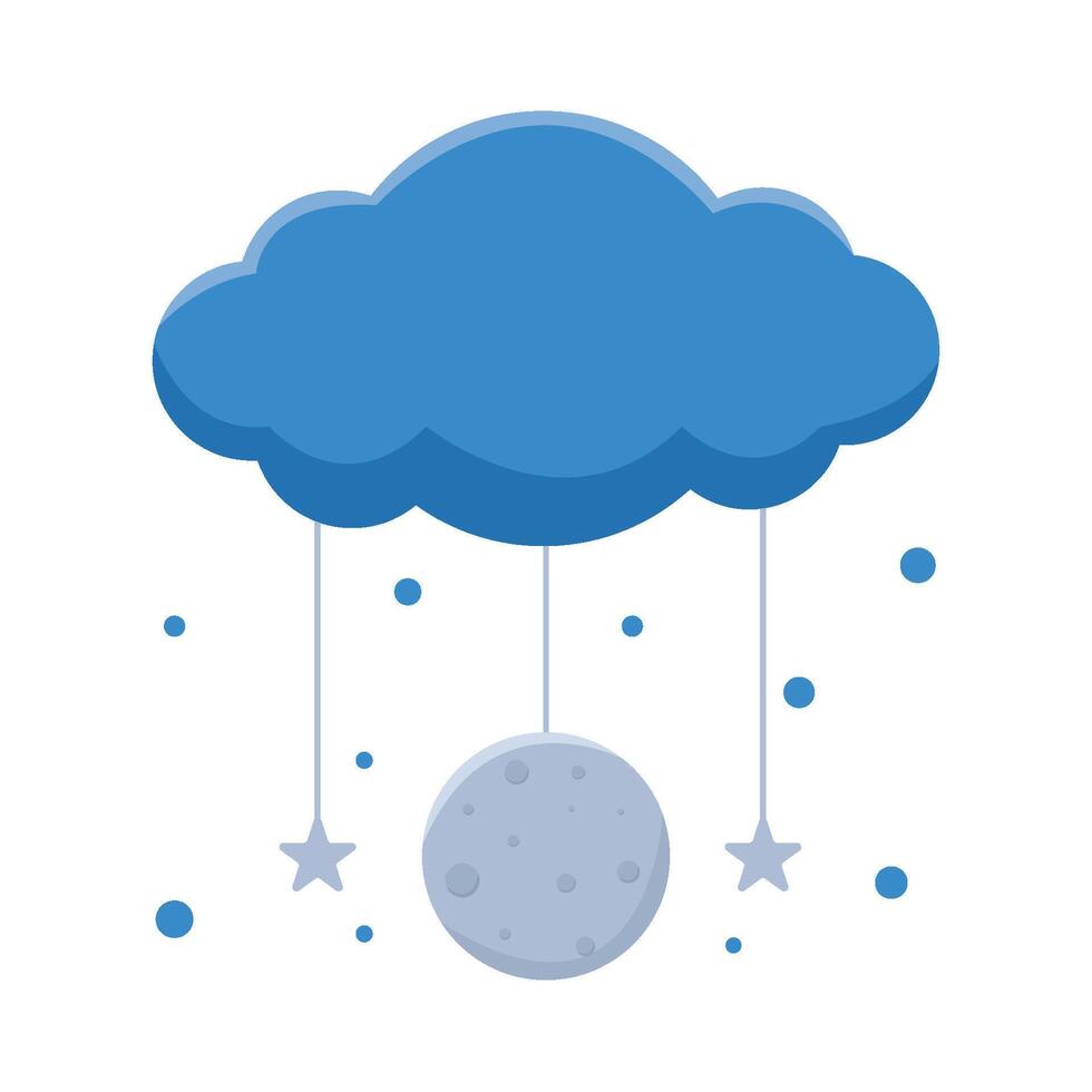 moon with star in cloud illustration vector