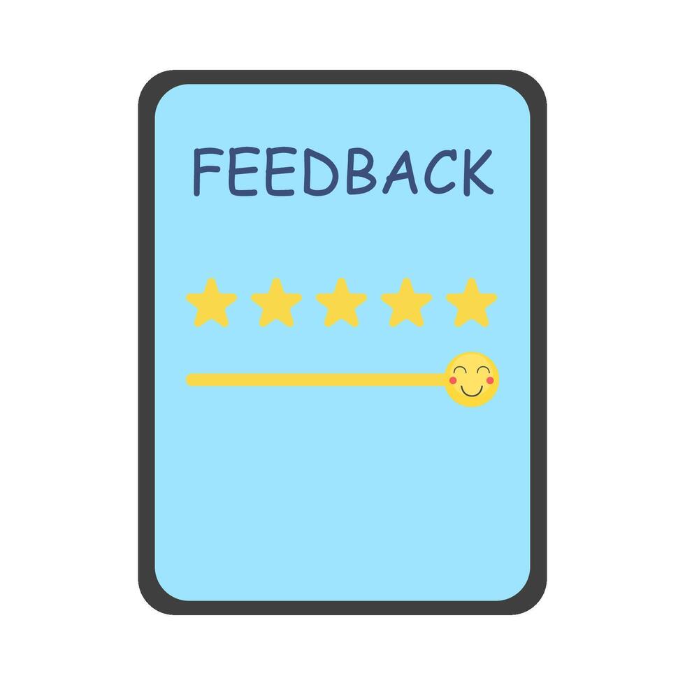 feedback with review star in mobile phone illustration vector