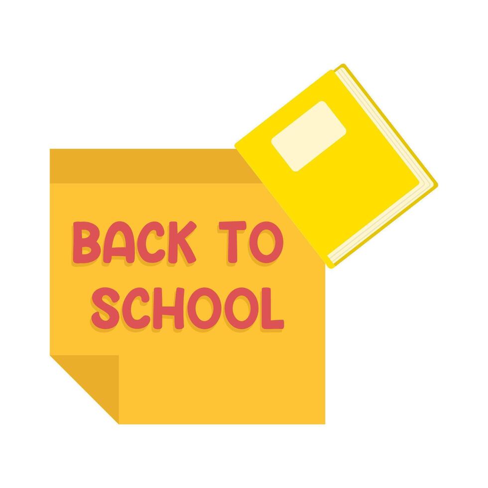 back to school text  in paper with book illustration vector