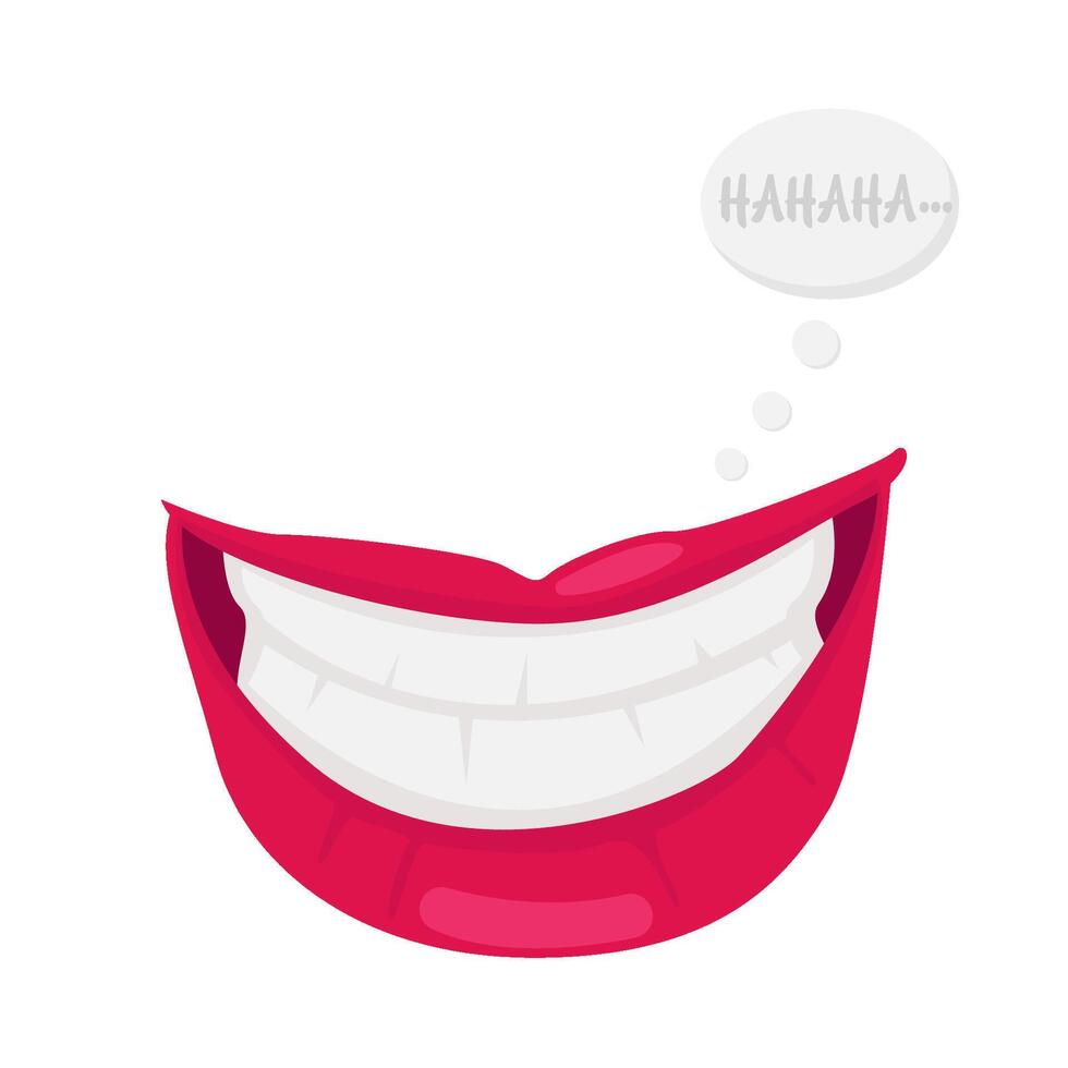 lips with laugh saying in speech bubble illustration vector