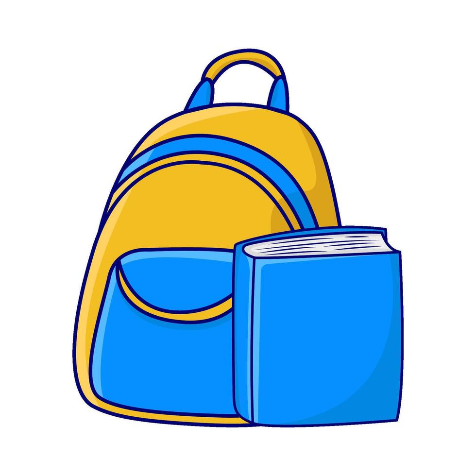 mochila colegio con libro ilustración vector