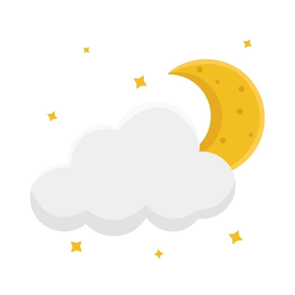 cloud moon with sparkle illustration vector