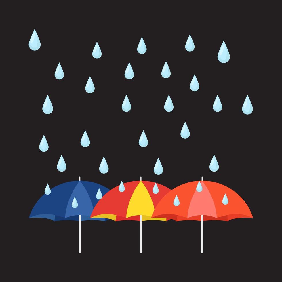 rain with umbrella illustration vector