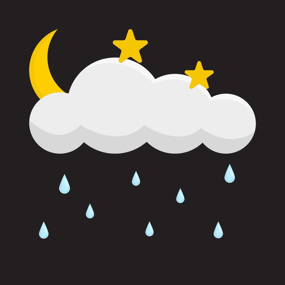 noche lluvia con Luna ilustración vector