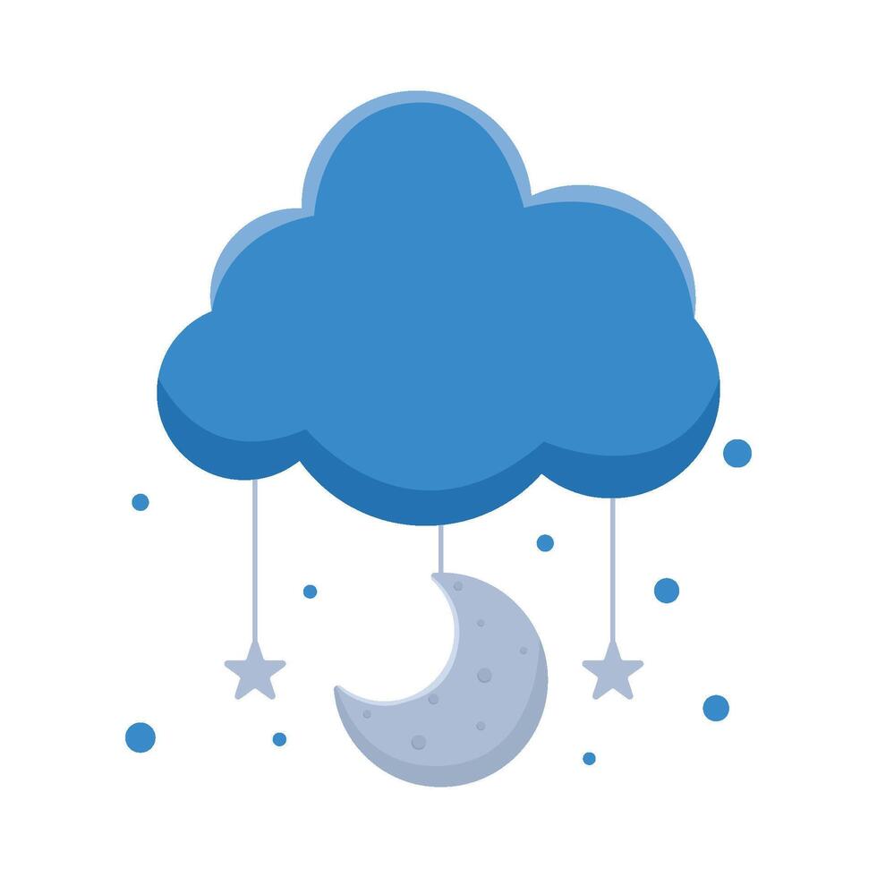 moon with star hanging in cloud illustration vector