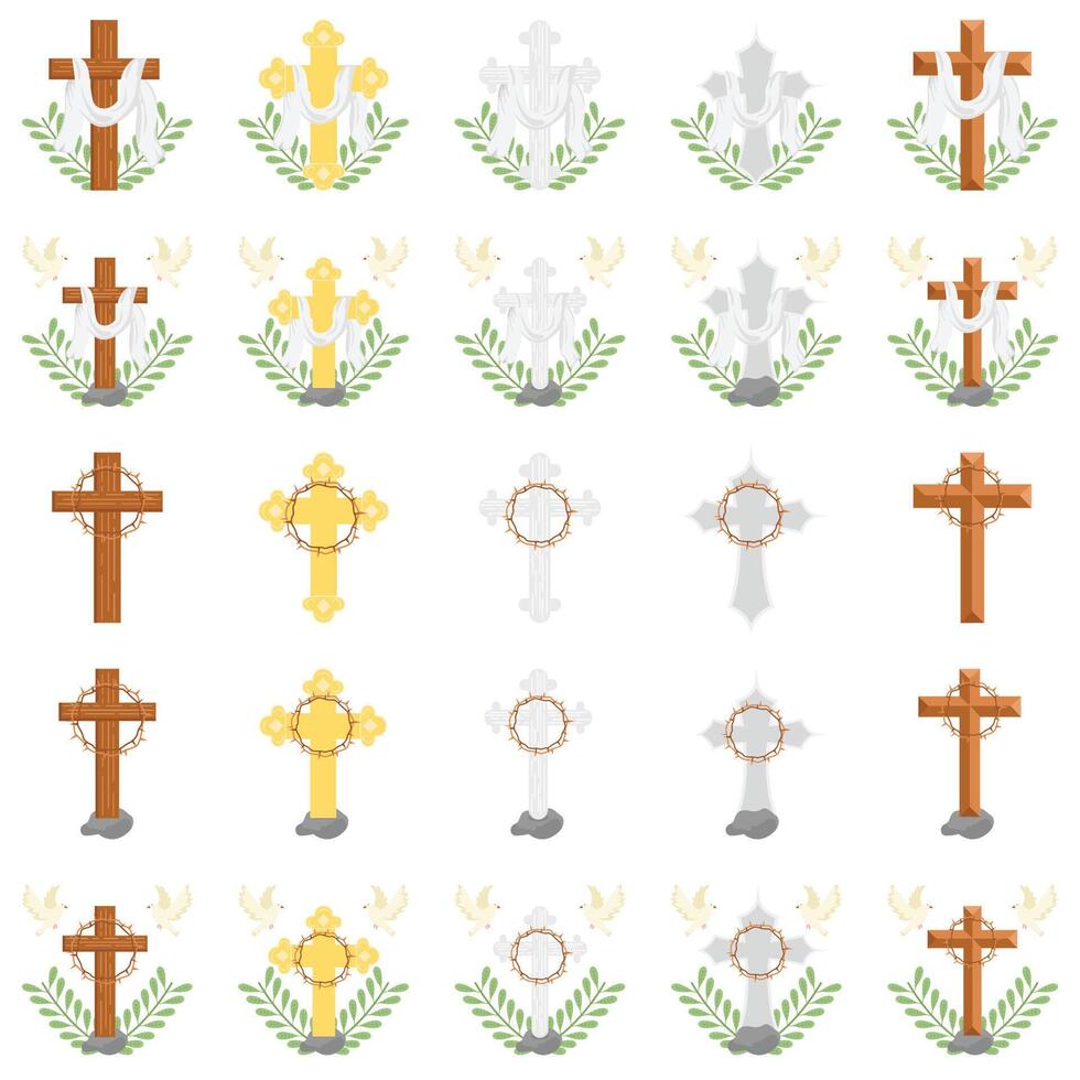 christian cross pack illustration vector