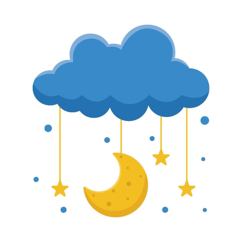 moon with star in cloud illustration vector