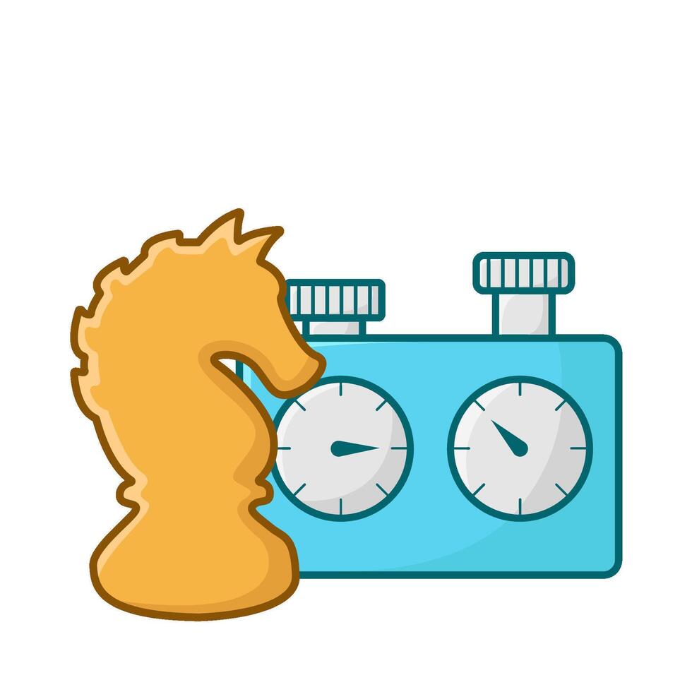 knight chess with time illustration vector