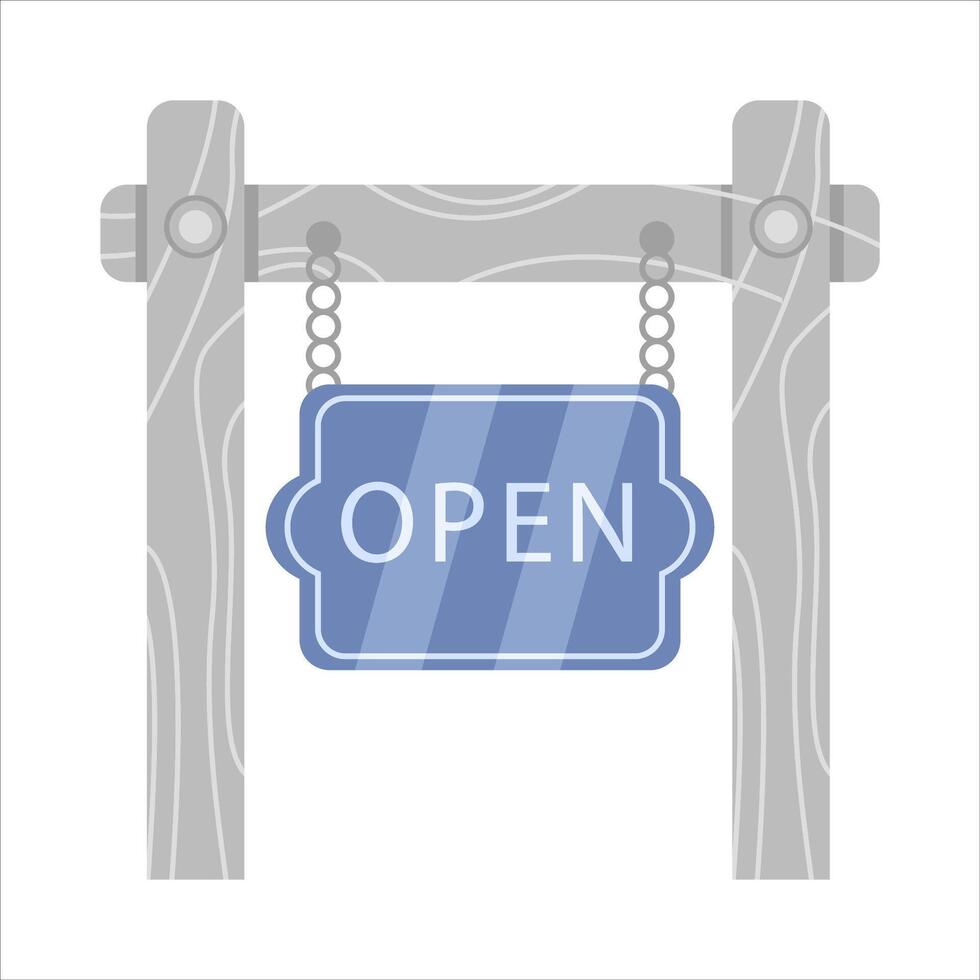 open in sign board  hanging illustration vector