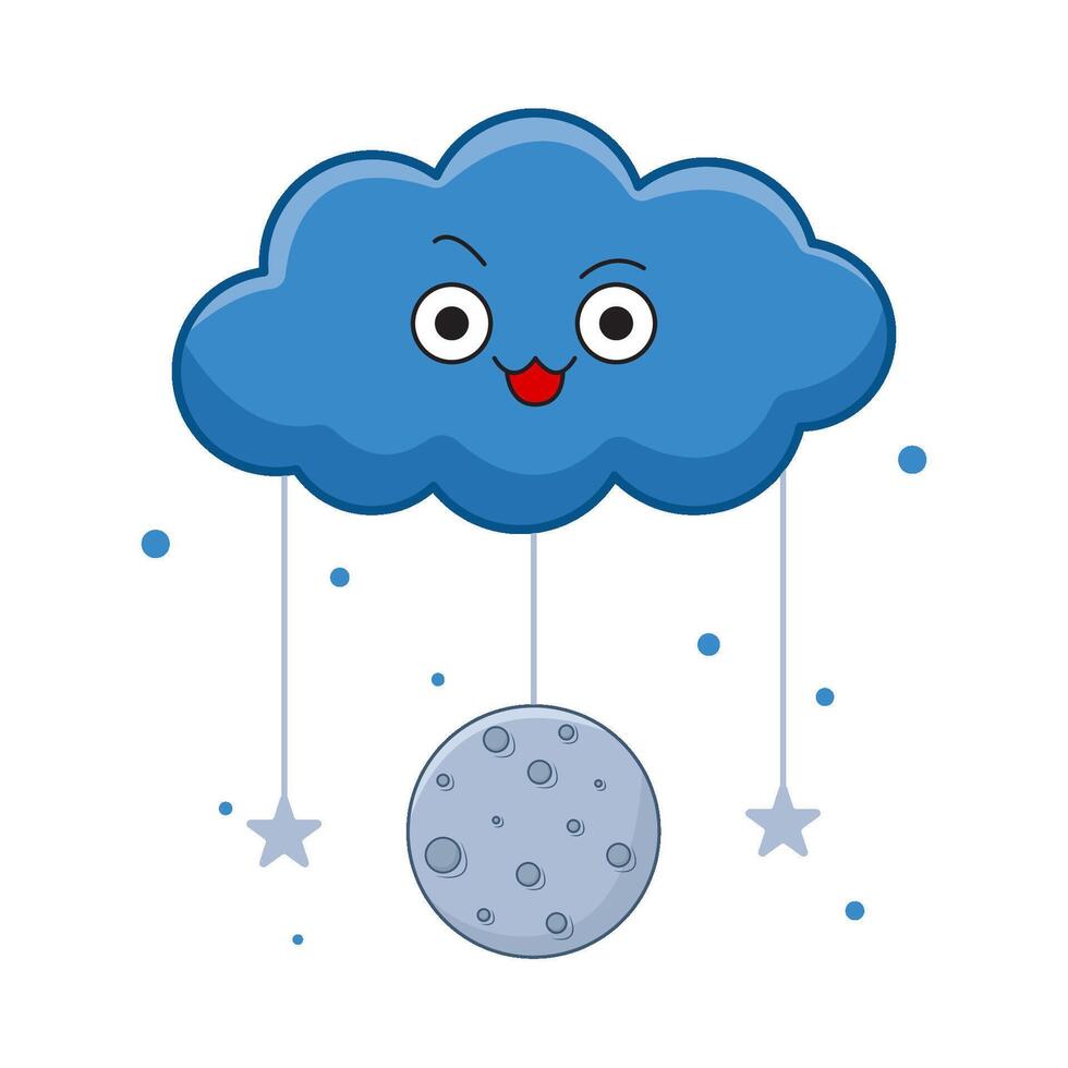 moon with star in cloud illustration vector