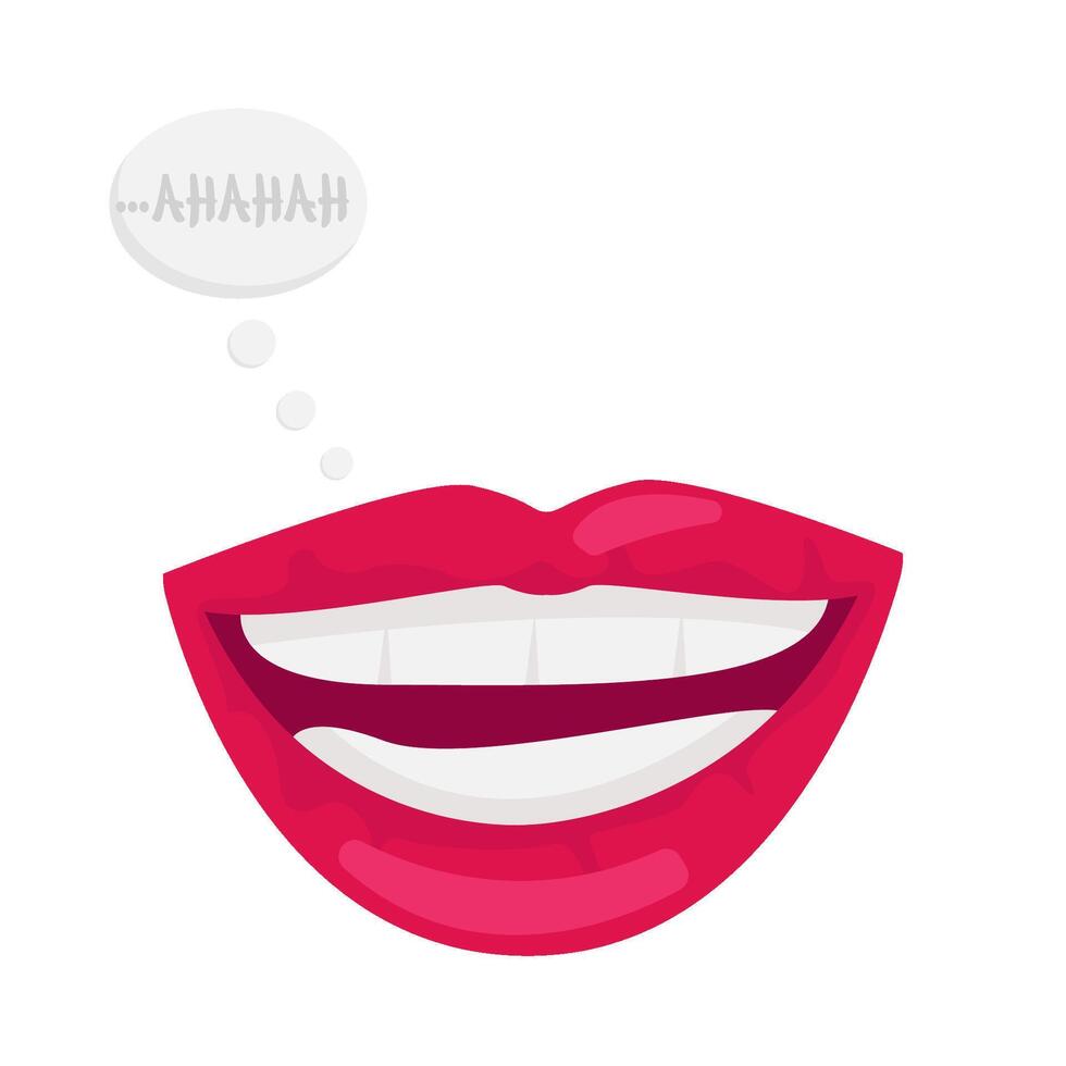 lips with laugh saying in speech bubble illustration vector